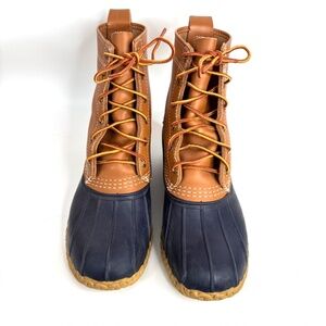VTG LL Bean Boots Womens 8 "D M" Brown Leather Duck Boots Made in Maine 90s/00s